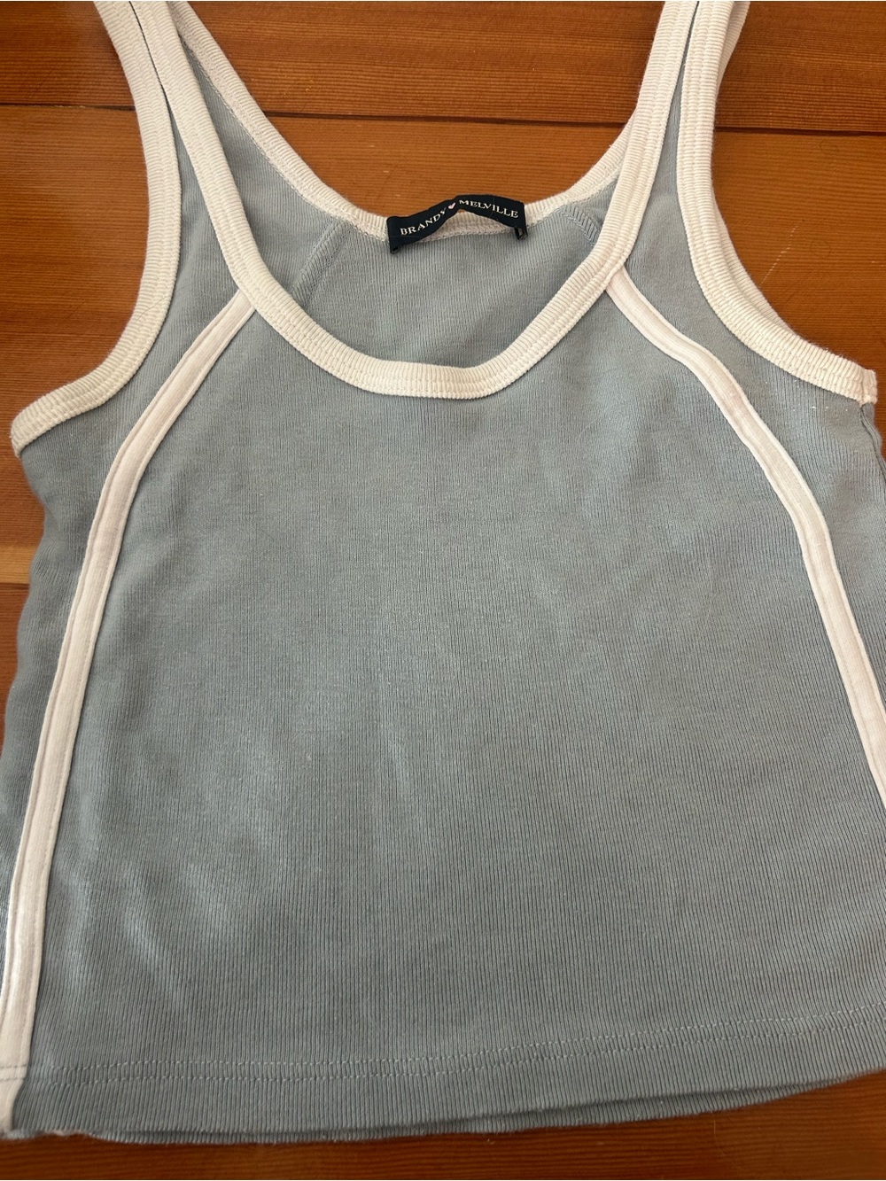 Brandy Melville Light Blue Tank Top with Cream Trim